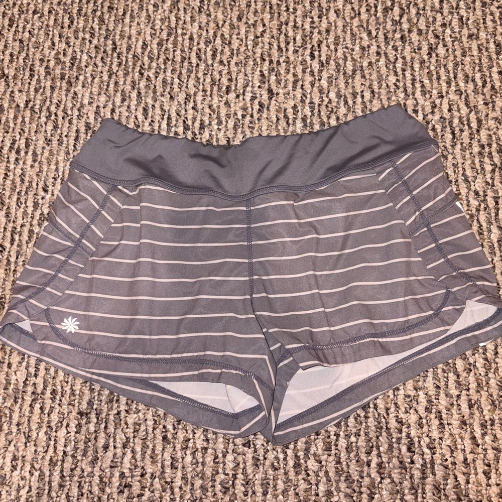 Athleta Gray Striped Performance Shorts